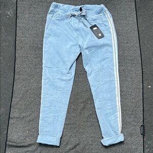 Venti6 NWT Light Blue Stretchy Drawstring Jogger Pants w/Rhinestone Trim. Size S